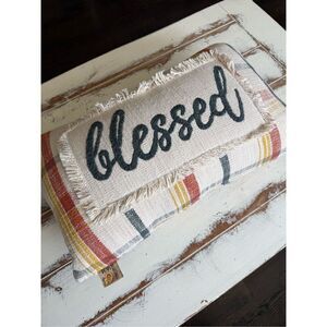 Devi Designs Blessed Plaid Pillow 24x14”